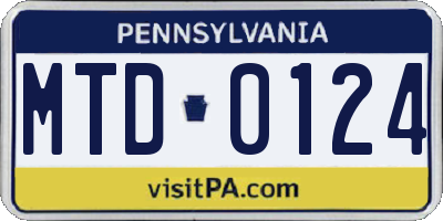 PA license plate MTD0124