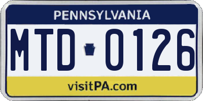 PA license plate MTD0126