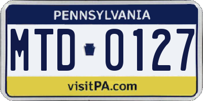 PA license plate MTD0127