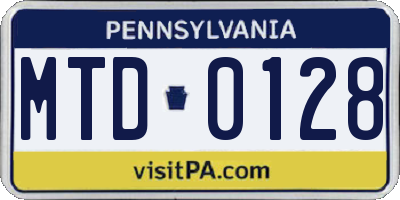 PA license plate MTD0128