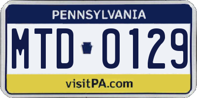 PA license plate MTD0129