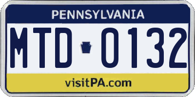 PA license plate MTD0132