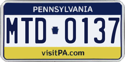 PA license plate MTD0137