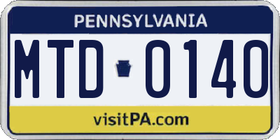 PA license plate MTD0140