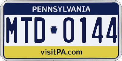 PA license plate MTD0144
