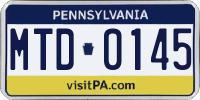 PA license plate MTD0145