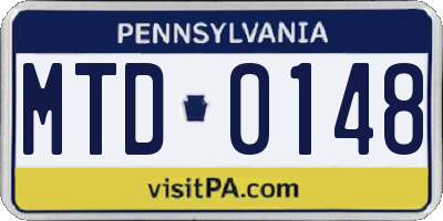 PA license plate MTD0148