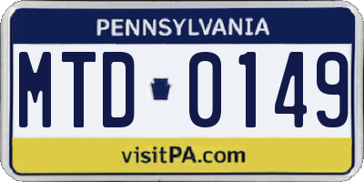 PA license plate MTD0149