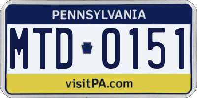 PA license plate MTD0151