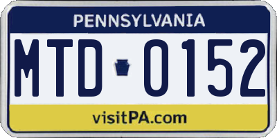 PA license plate MTD0152