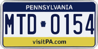 PA license plate MTD0154