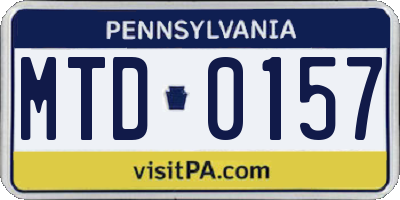 PA license plate MTD0157