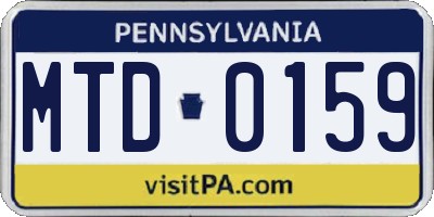 PA license plate MTD0159