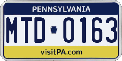PA license plate MTD0163