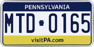 PA license plate MTD0165