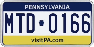 PA license plate MTD0166