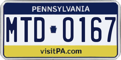 PA license plate MTD0167