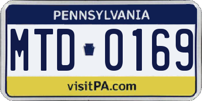 PA license plate MTD0169