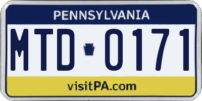 PA license plate MTD0171