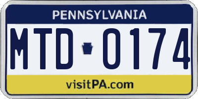 PA license plate MTD0174