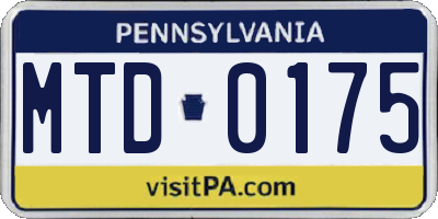PA license plate MTD0175