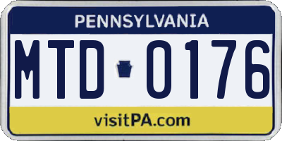 PA license plate MTD0176