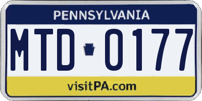 PA license plate MTD0177