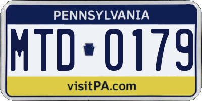 PA license plate MTD0179