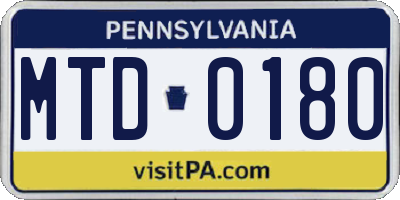 PA license plate MTD0180