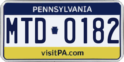 PA license plate MTD0182