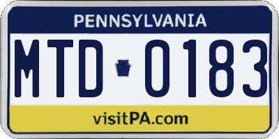PA license plate MTD0183