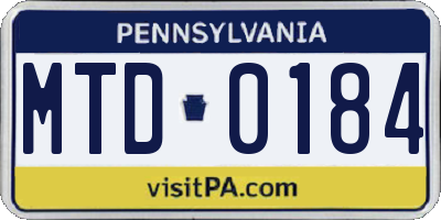 PA license plate MTD0184