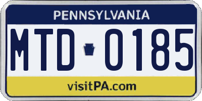 PA license plate MTD0185