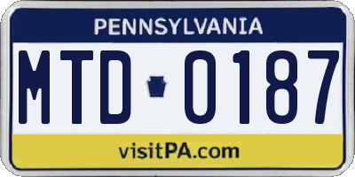 PA license plate MTD0187