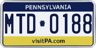 PA license plate MTD0188