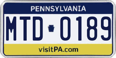 PA license plate MTD0189