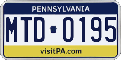 PA license plate MTD0195