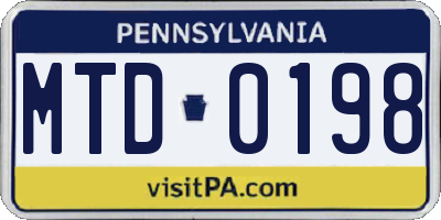PA license plate MTD0198