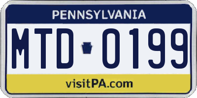 PA license plate MTD0199