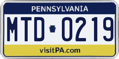 PA license plate MTD0219