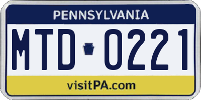 PA license plate MTD0221