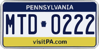 PA license plate MTD0222