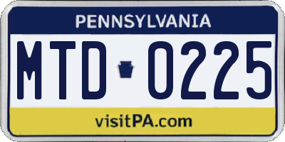 PA license plate MTD0225