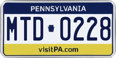 PA license plate MTD0228