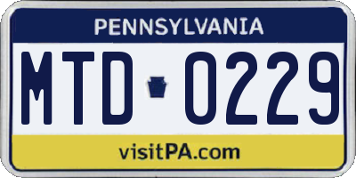 PA license plate MTD0229