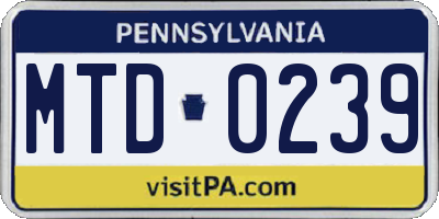 PA license plate MTD0239