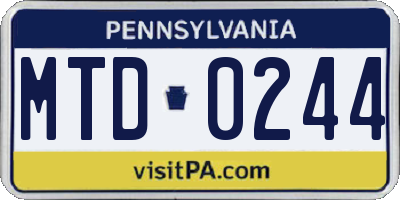 PA license plate MTD0244