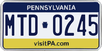 PA license plate MTD0245