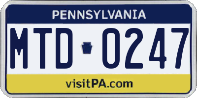 PA license plate MTD0247