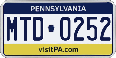 PA license plate MTD0252